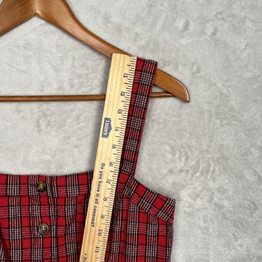 Hollister Red Overall Dress Plaid Jumper Sleeveless Women's Small Grunge Skater - Picture 5 of 12